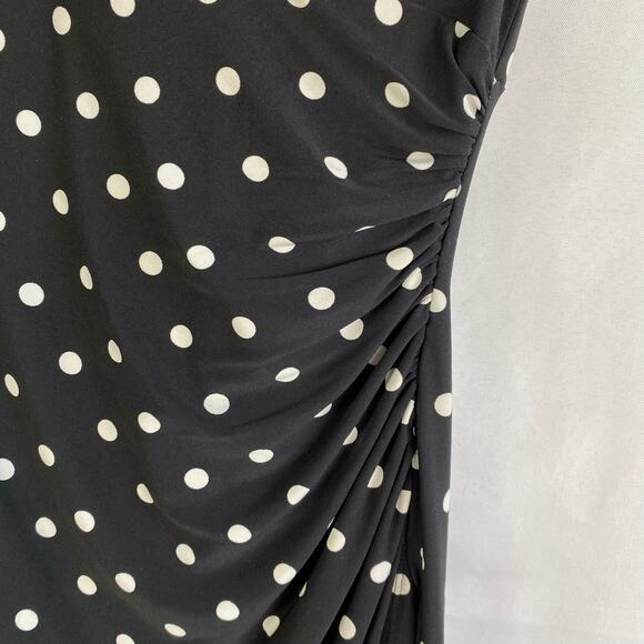 Lauren Ralph Lauren Polka Dot Faux Wrap Dress Size‎ 6 Black White Babydoll Retro - Picture 4 of 8